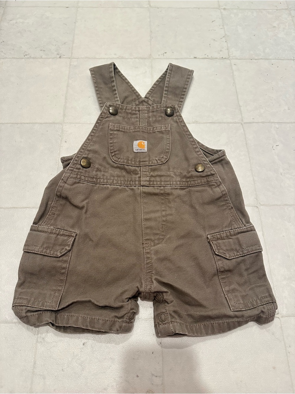 Carhartt Brown Toddler Short Overalls with Front Pocket